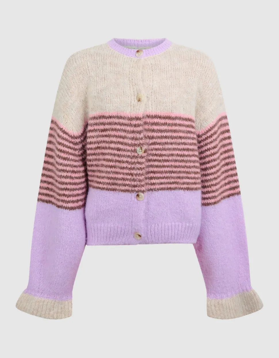 Fluffy Gestreept Vest Gebroken Wit/Paars