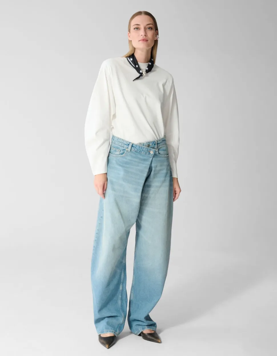 Folded Baggy Fit Jeans Mediumstone