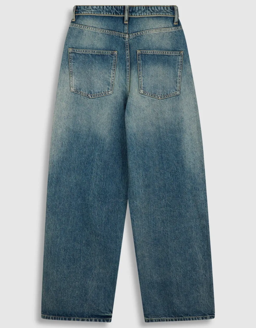 Folded Waistband Baggy Fit Jeans Donkerblauw
