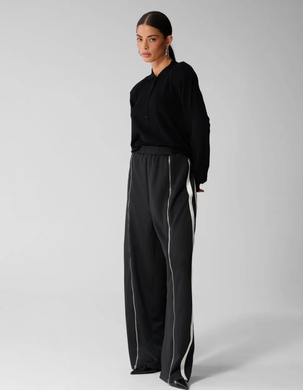 Front Zipper Barrel Fit Broek Zwart