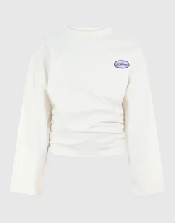 Gathered Longsleeve Top Gebroken Wit