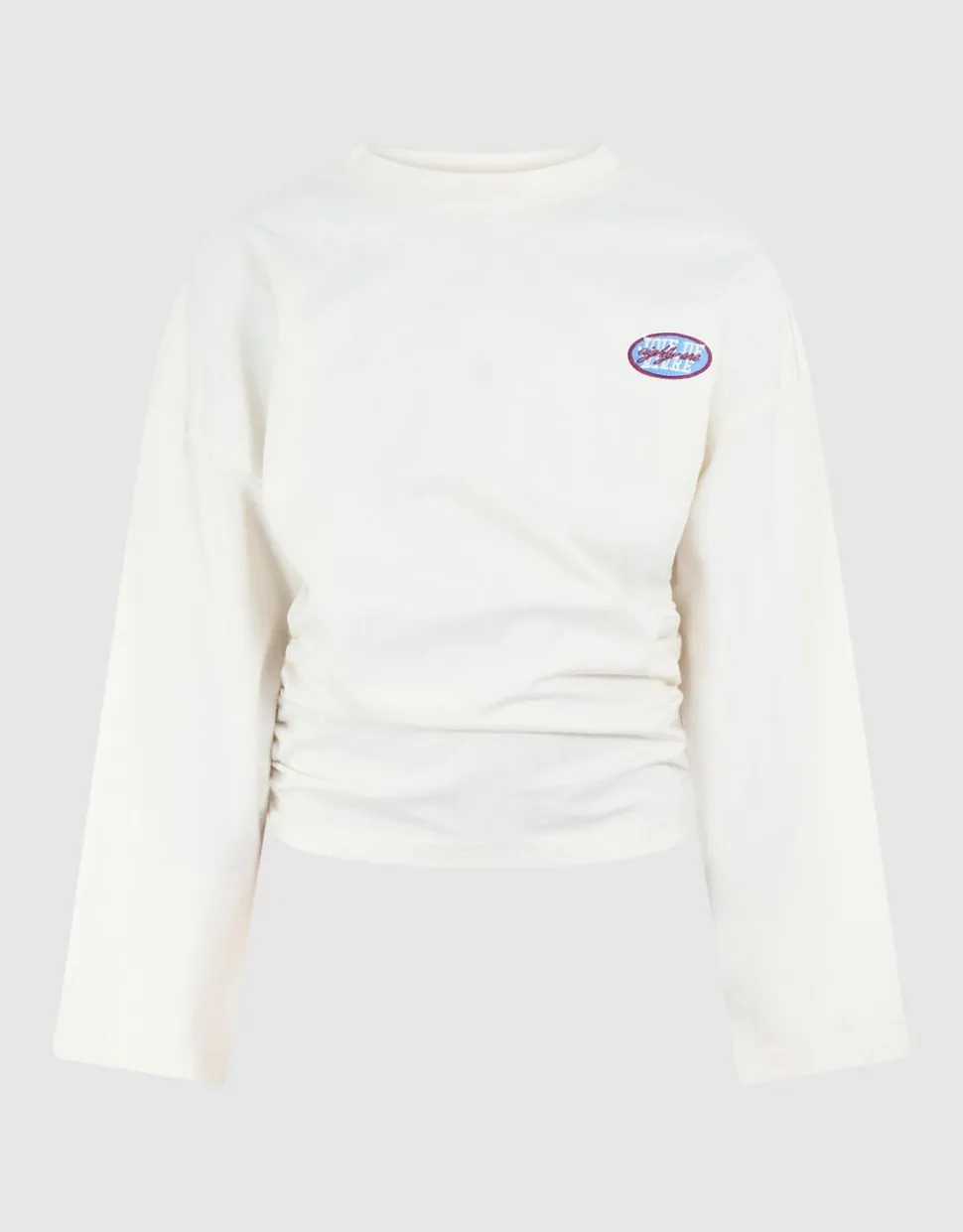 Gathered Longsleeve Top Gebroken Wit