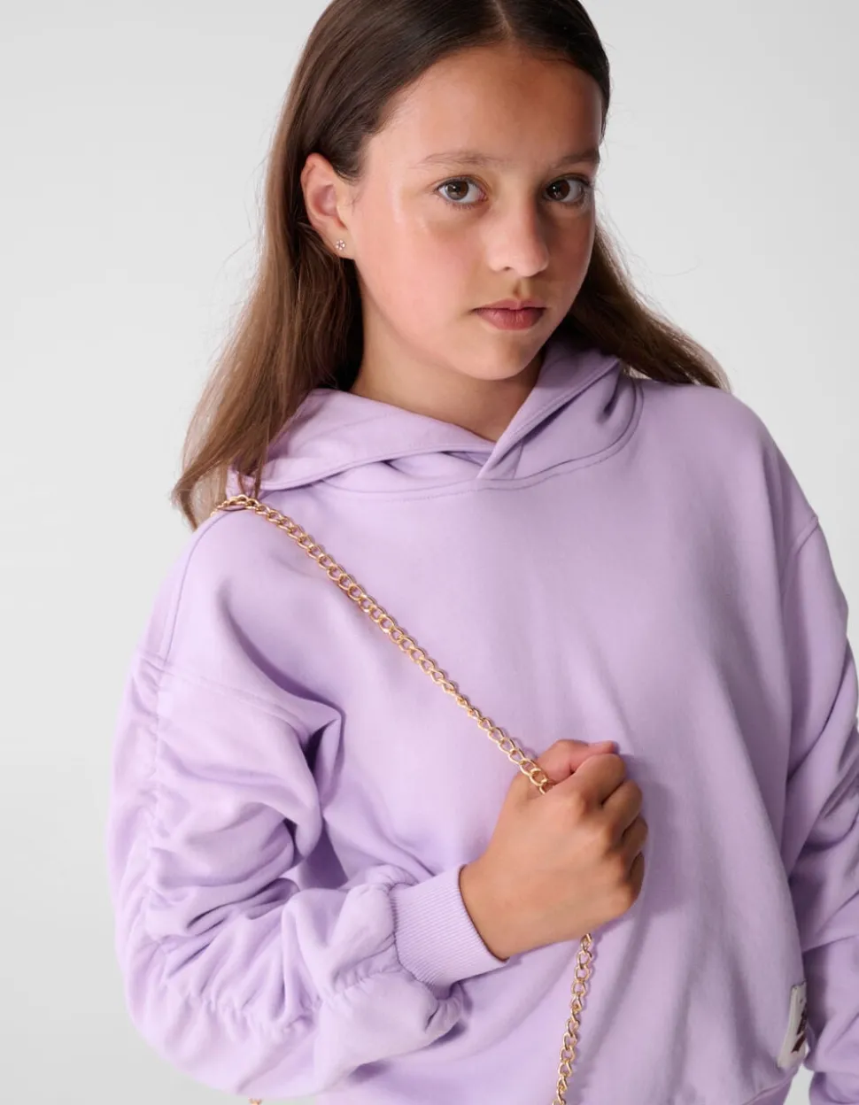 Gathered Sleeve Hoodie Paars
