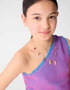 Gebreide One Shoulder Top Roze/Blauw