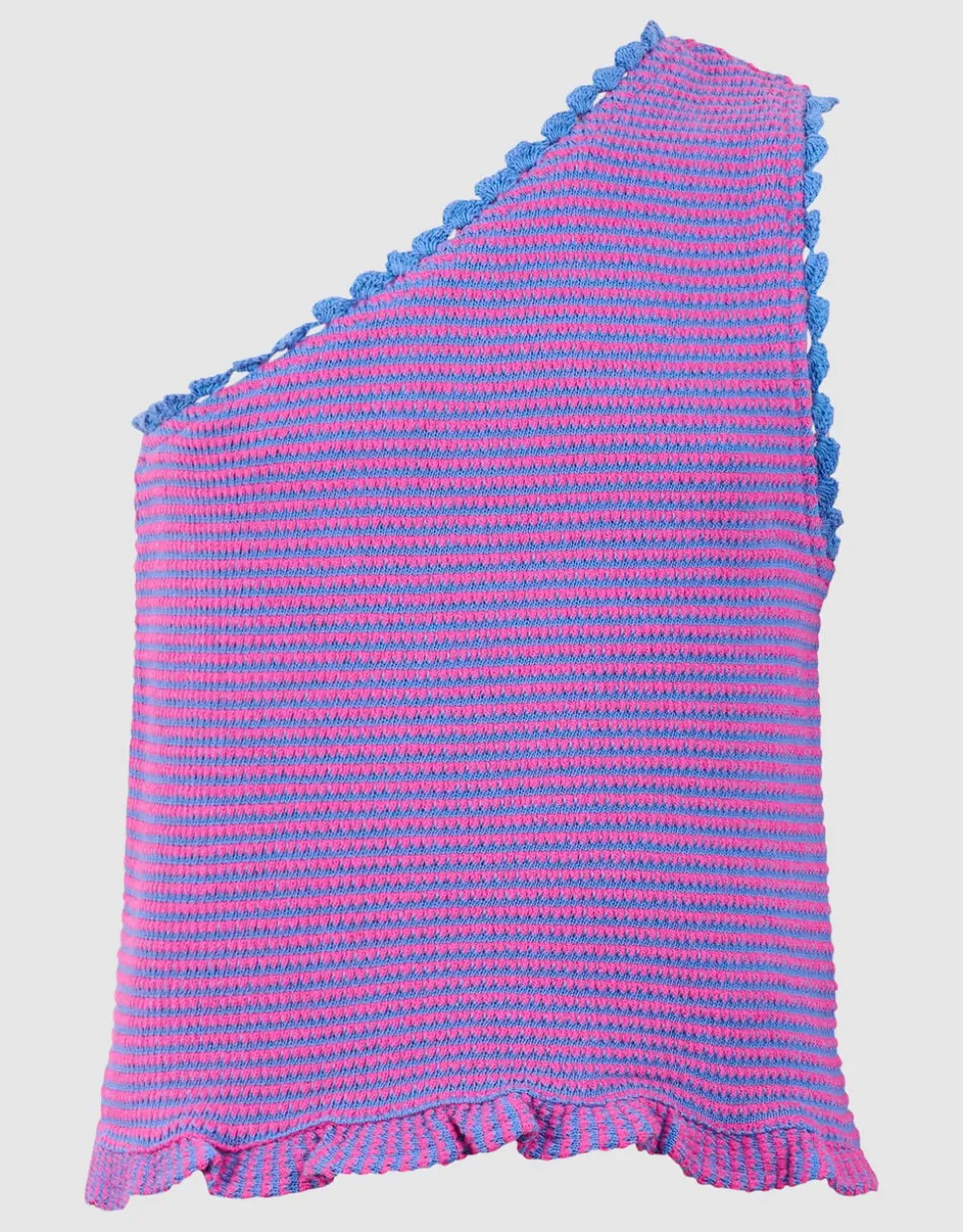 Gebreide One Shoulder Top Roze/Blauw