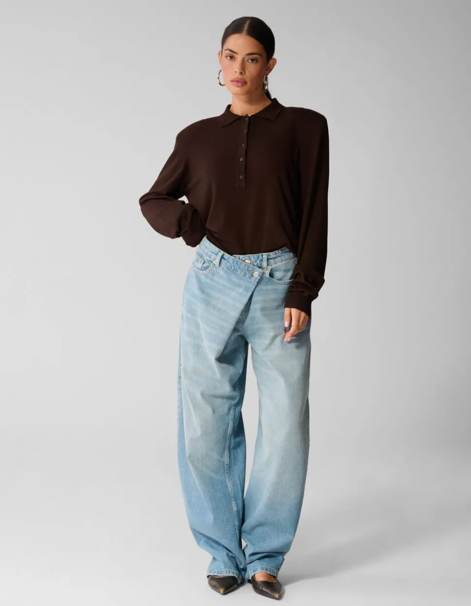 Gebreide Polo Longsleeve Bruin
