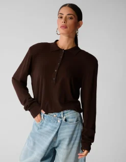 Gebreide Polo Longsleeve Bruin