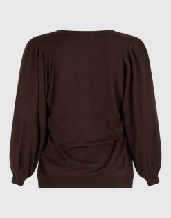 Gebreide V-neck Trui Donkerbruin