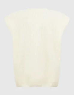 Gebreid Sleeveless Vest Gebroken Wit