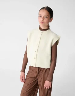 Gebreid Sleeveless Vest Gebroken Wit
