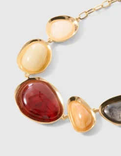 Gekleurde Stenen Ketting Goud