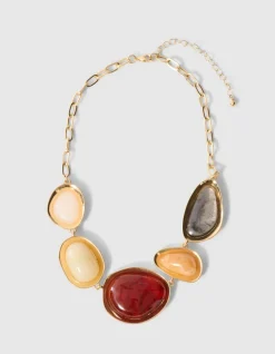 Gekleurde Stenen Ketting Goud