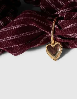 Gestreepte Scrunchie Donkerrood