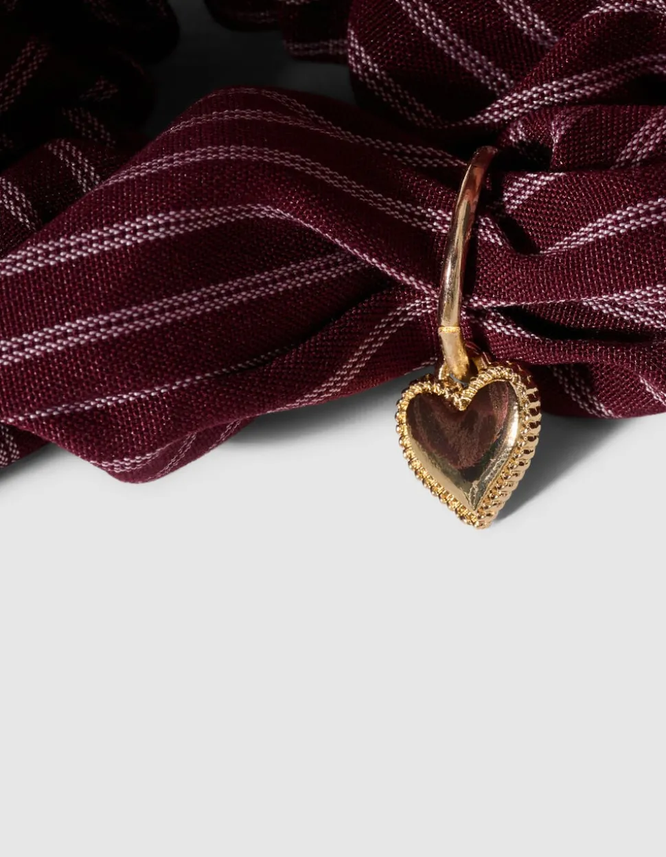 Gestreepte Scrunchie Donkerrood