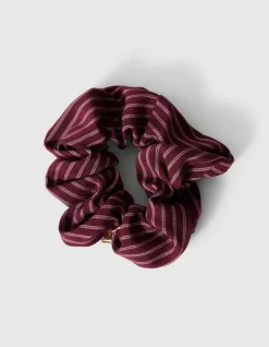 Gestreepte Scrunchie Donkerrood