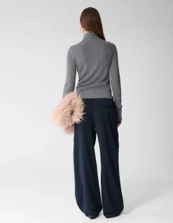 Gestreepte Wide Leg Fit Pantalon Donkerblauw