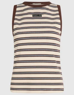 Gestreept Label Singlet Gebroken Wit