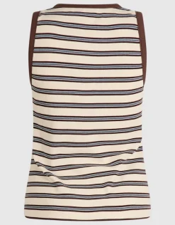 Gestreept Label Singlet Gebroken Wit
