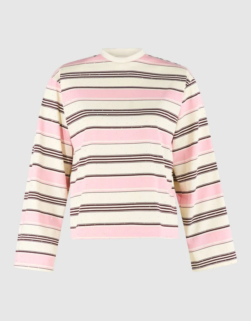 Gestreept Strass Longsleeve T-shirt Roze