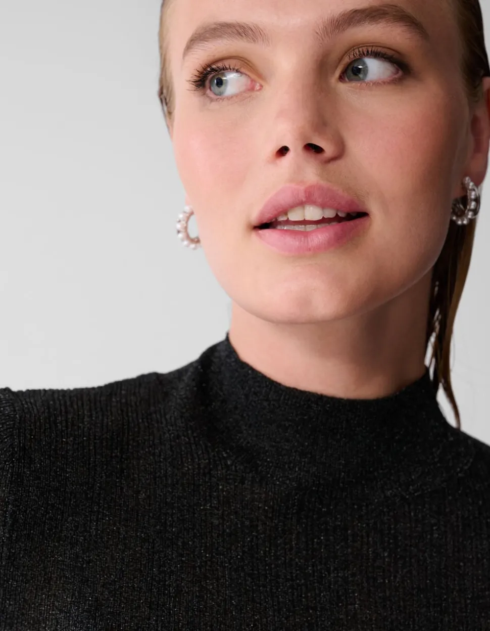 Glitter Col Top Zwart