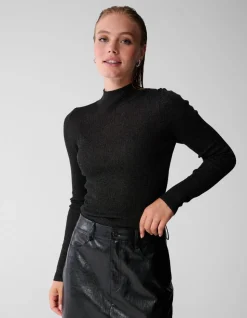 Glitter Col Top Zwart