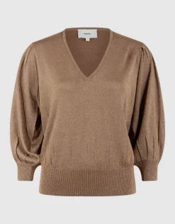 Glitter V-hals Trui Bruin