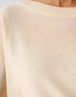 Glitter Vleermuis Trui Beige