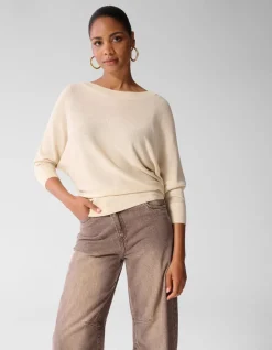 Glitter Vleermuis Trui Beige