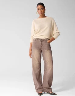 Glitter Vleermuis Trui Beige