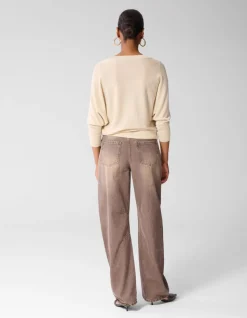 Glitter Vleermuis Trui Beige