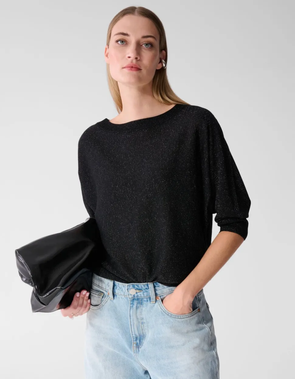 Glitter Vleermuis Trui Zwart