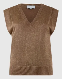 Glitter V-Neck Top Bruin