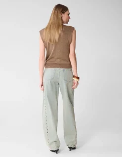 Glitter V-Neck Top Bruin