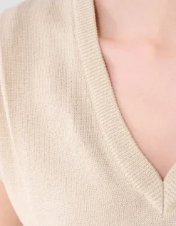 Glitter V-Neck Top Zand