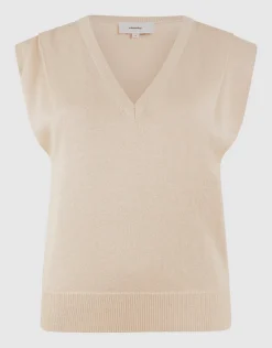 Glitter V-Neck Top Zand