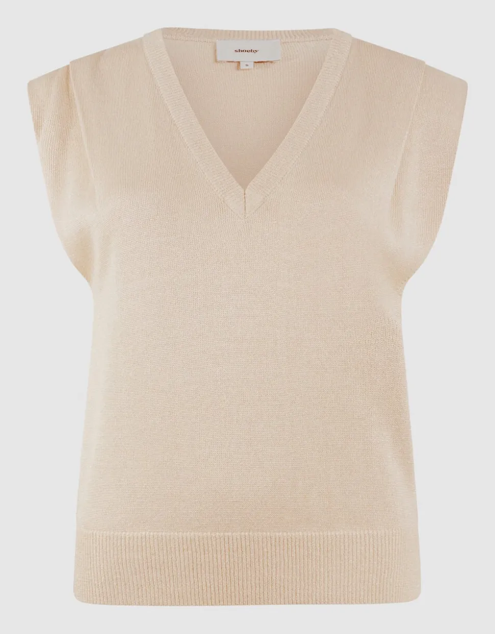 Glitter V-Neck Top Zand