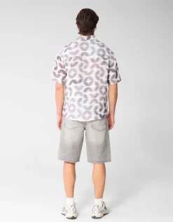 Graphic Spark Print Overhemd Lichtgrijs