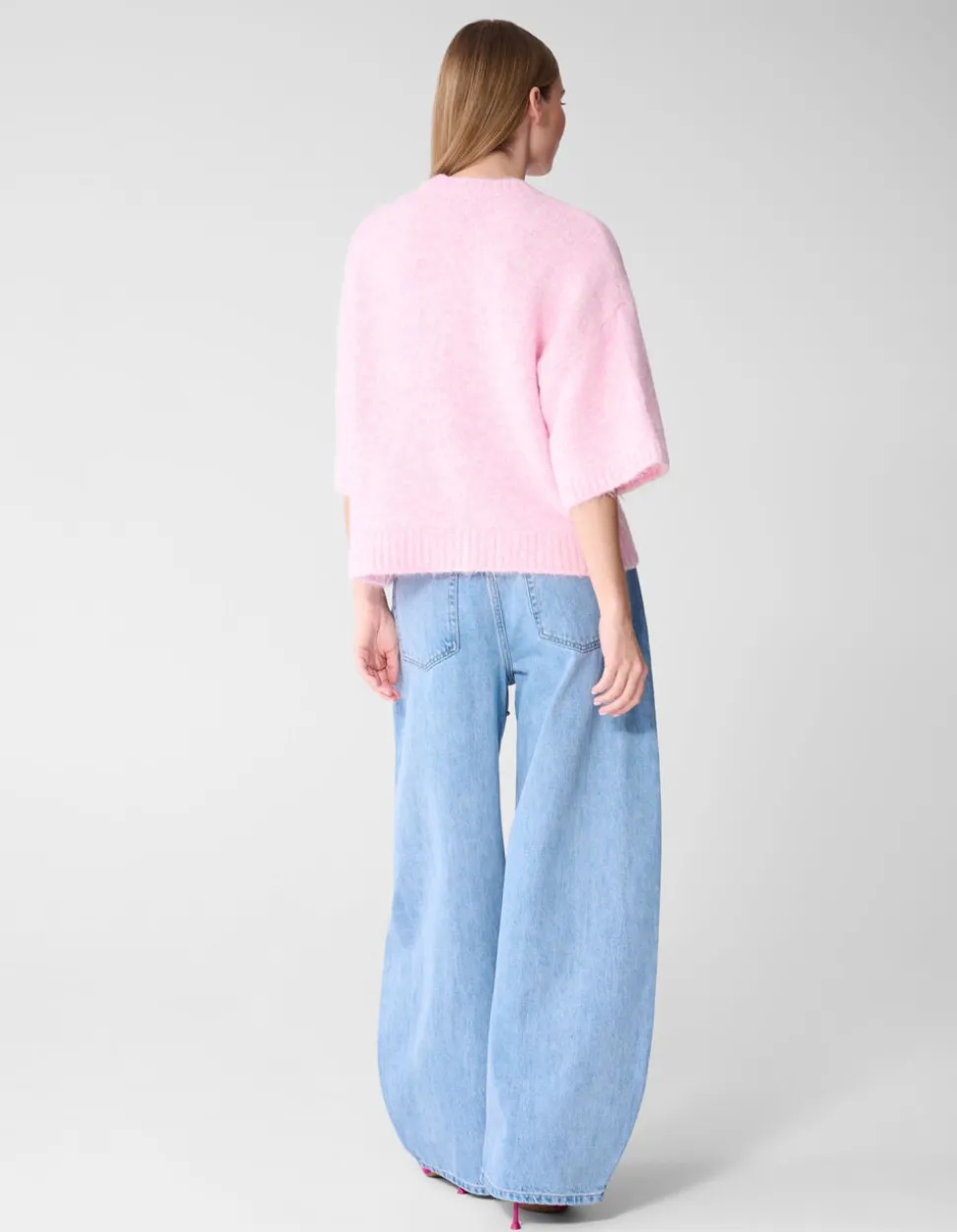 Hairy Short Sleeve Top Roze