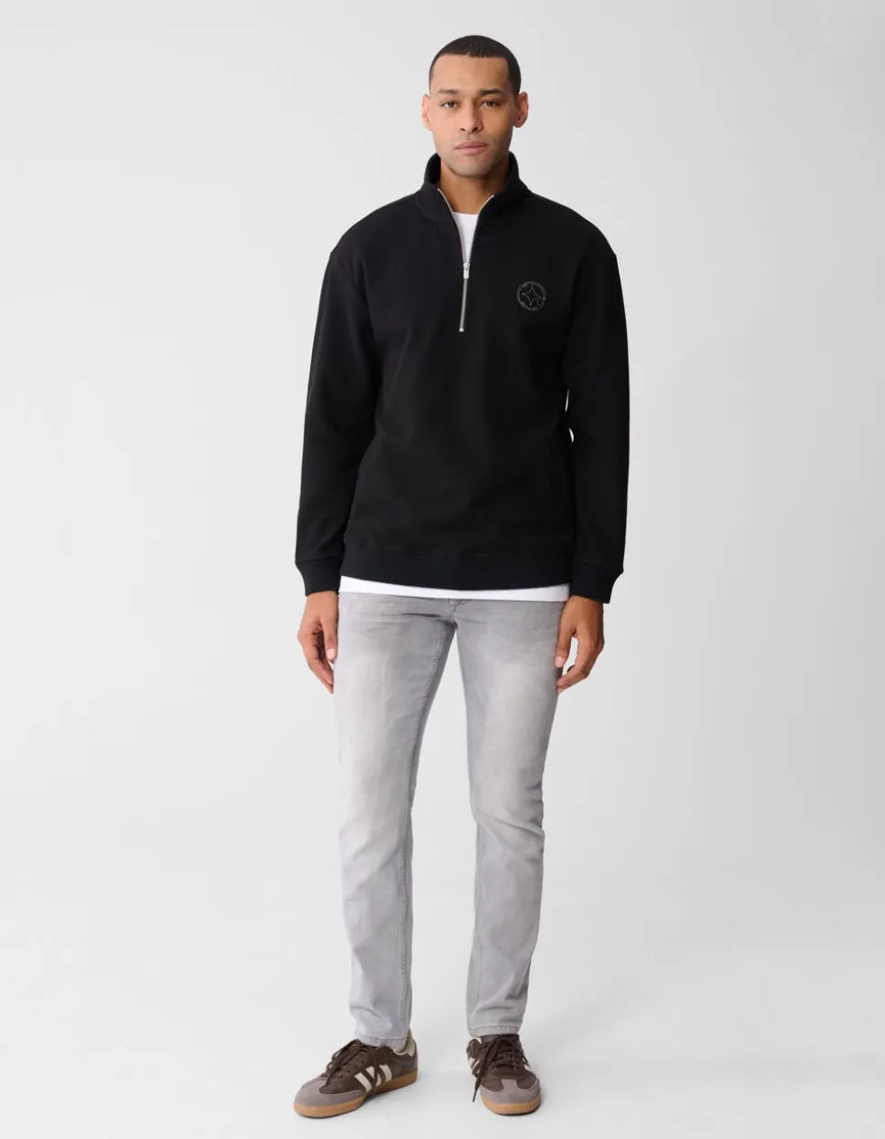 Half Zip Keper Sweater Zwart