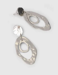 Hammerd Oval Oorbellen Zilver