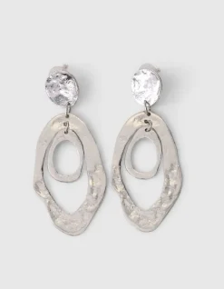 Hammerd Oval Oorbellen Zilver