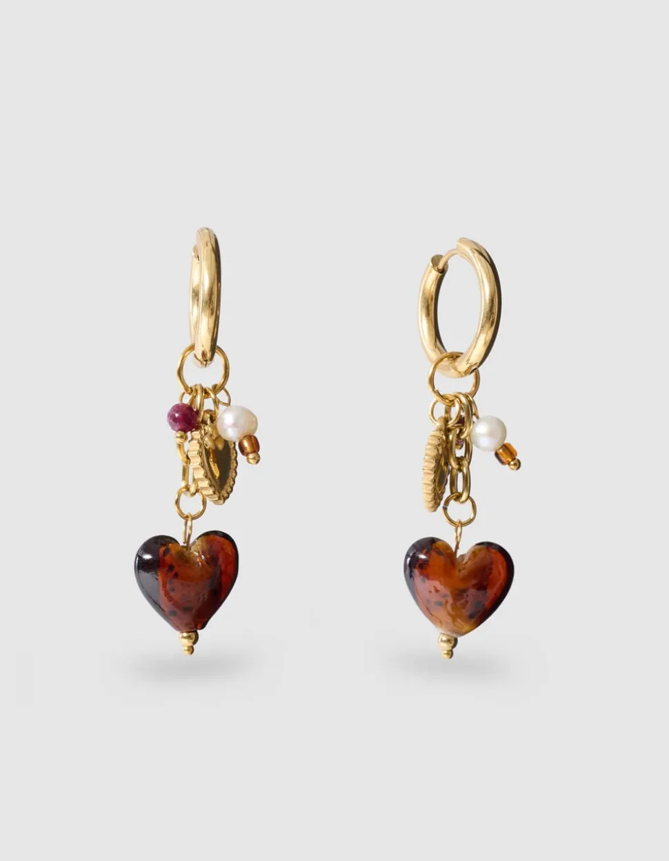 Heart Charm Oorbellen Goud