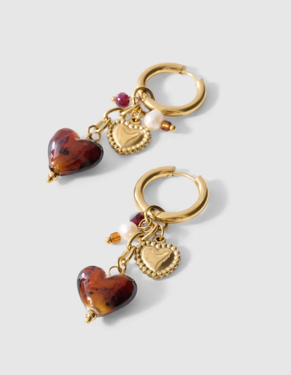 Heart Charm Oorbellen Goud