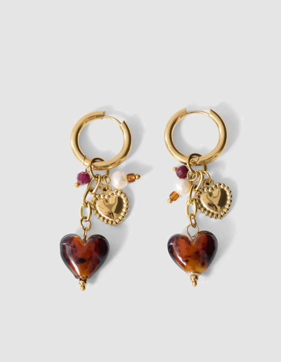 Heart Charm Oorbellen Goud