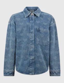 Heart Denim Blouse Blauw