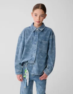 Heart Denim Blouse Blauw