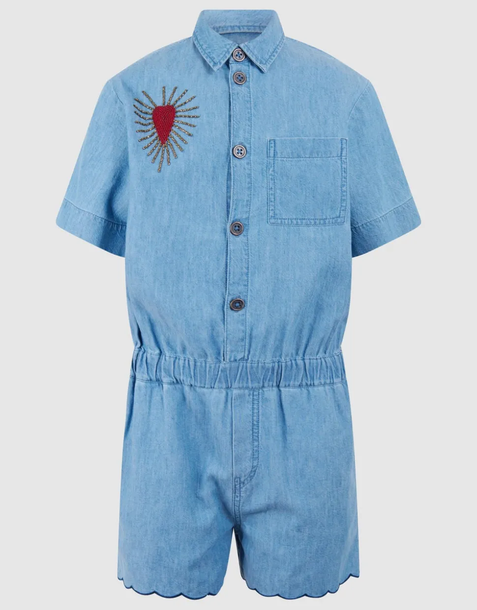 Heart Denim Jumpsuit Lichtblauw