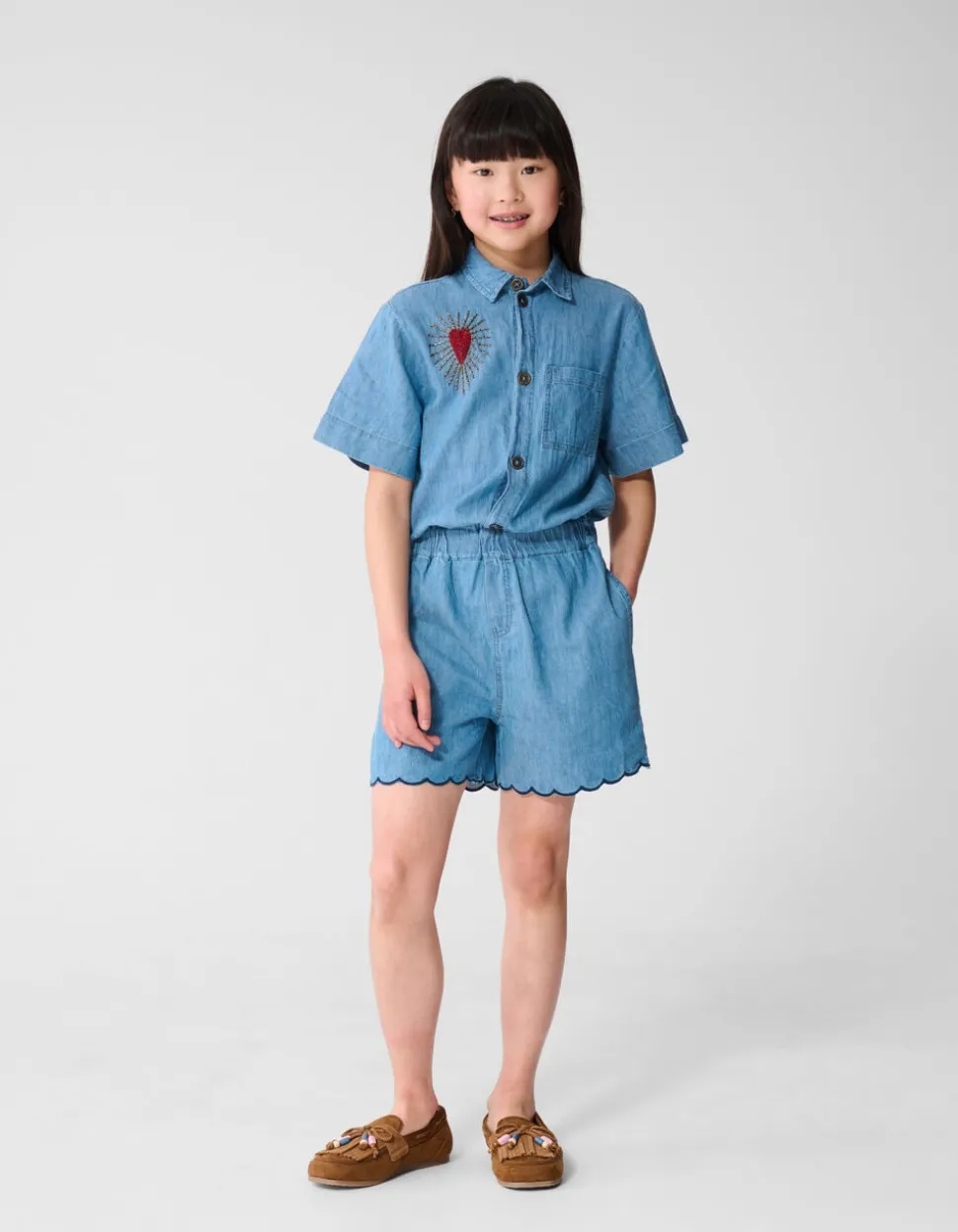 Heart Denim Jumpsuit Lichtblauw