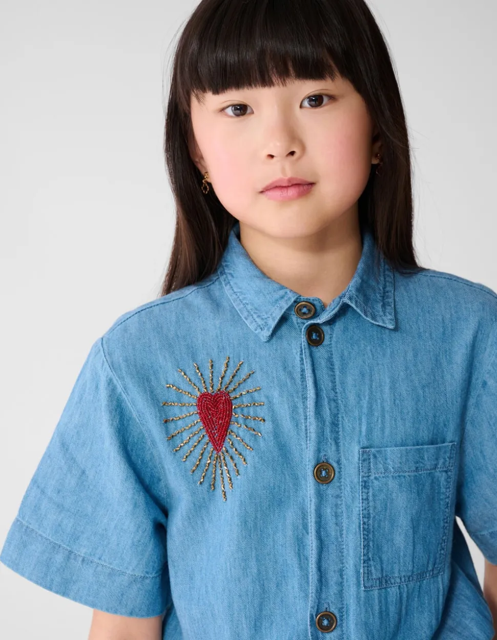 Heart Denim Jumpsuit Lichtblauw