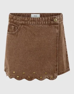 Heart Denim Skort Bruin